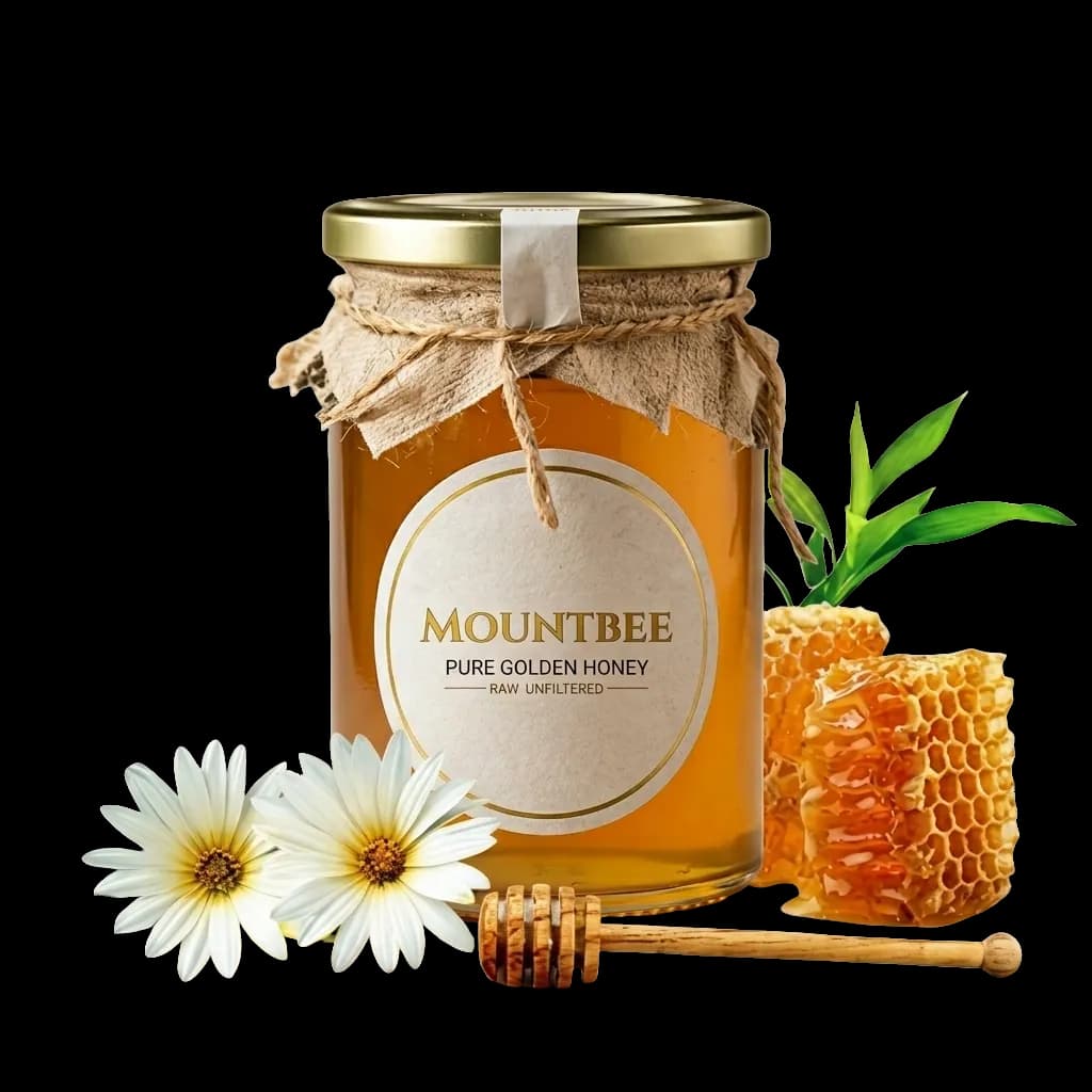 Honey jar with flowers